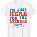 Groovy Hot Dog I'm Just Here For The Wieners 4th Of July T-Shirt, Size S