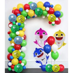 Party Propz Baby Shark Theme Decoration Balloons -55Pcs Set - Baby Shark Balloons - Shark Printed Metallic Balloon and Foil Balloons Kit - Baby Shark Party Supplies for Girls