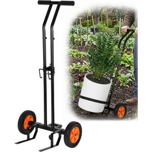 Heavy Duty Plant Caddy with Wheels, Plant Dolly Cart, Adjustable Grabbing Arm & Suction Cups for Easy Plant Movement, Versatile Indoor/Outdoor Plant Dolly Trolley Cart with Strap, Black