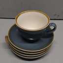 SHUER Ceramic Cappuccino Cup , 11.2 OZ Cups and Saucers Set,Coffee Mocha Cup Sets,Black Coffee Cups and Glaze Americano Mug Great for Party and Low Tea Time (Blue 320ml)