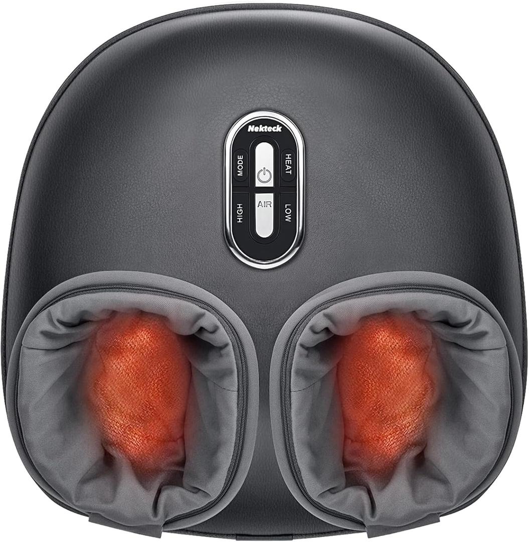Nekteck Shiatsu Foot Massager with Heat [2026 Upgraded], 3 Modes Deep Kneading Therapy Air Compression, Feet Massage for Plantar Fasciitis, Relaxation Gifts for Men Women Mom Dad (Regular, Gray)