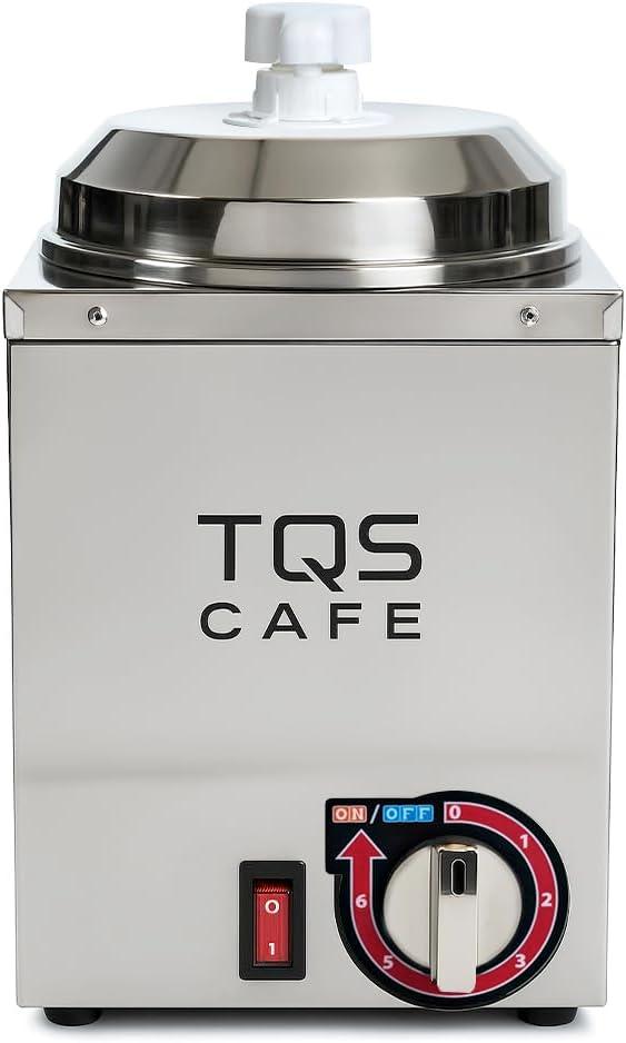 Nacho Cheese Dispenser & Hot Fudge Dispenser, 2.6 Qt Commercial Stainless Steel Sauce Warmer with Pump and Adjustable Temperature Control for Concession Stands Cafes Restaurants 110V - TQS Cafe
