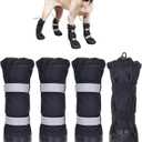 Hipaw Waterproof Dog Boots for Winter Snow Rain,Non-Slip Dog Shoes for Medium to Large Dogs,Extended Cuff Paw Protectors for Outdoor Walking Hiking (XS (Insole Wide 1.9") for 24~29lb, Black)