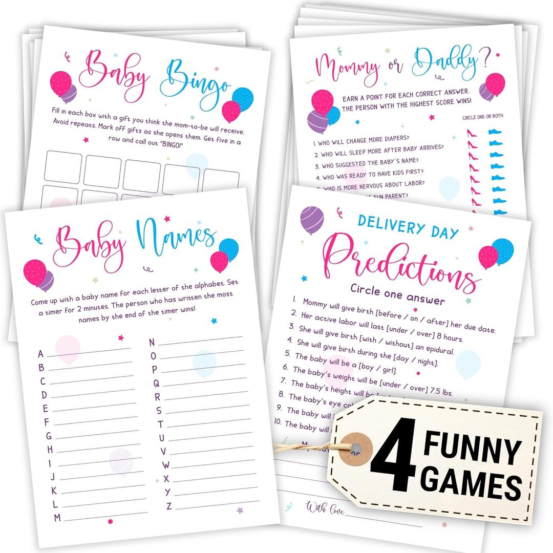 Gender Reveal Party Games - Funny Baby Shower Game for 25 Guests, Baby Gender Reveal Activitie