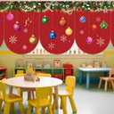 Breling 6 Pcs Christmas Kitchen Curtains Christmas Window Valance Curtain Decoration Xmas Rod Pocket Short Drapes Set for Classroom Living Room Bedroom Holiday Decor 36x24 in(Xmas Balls)