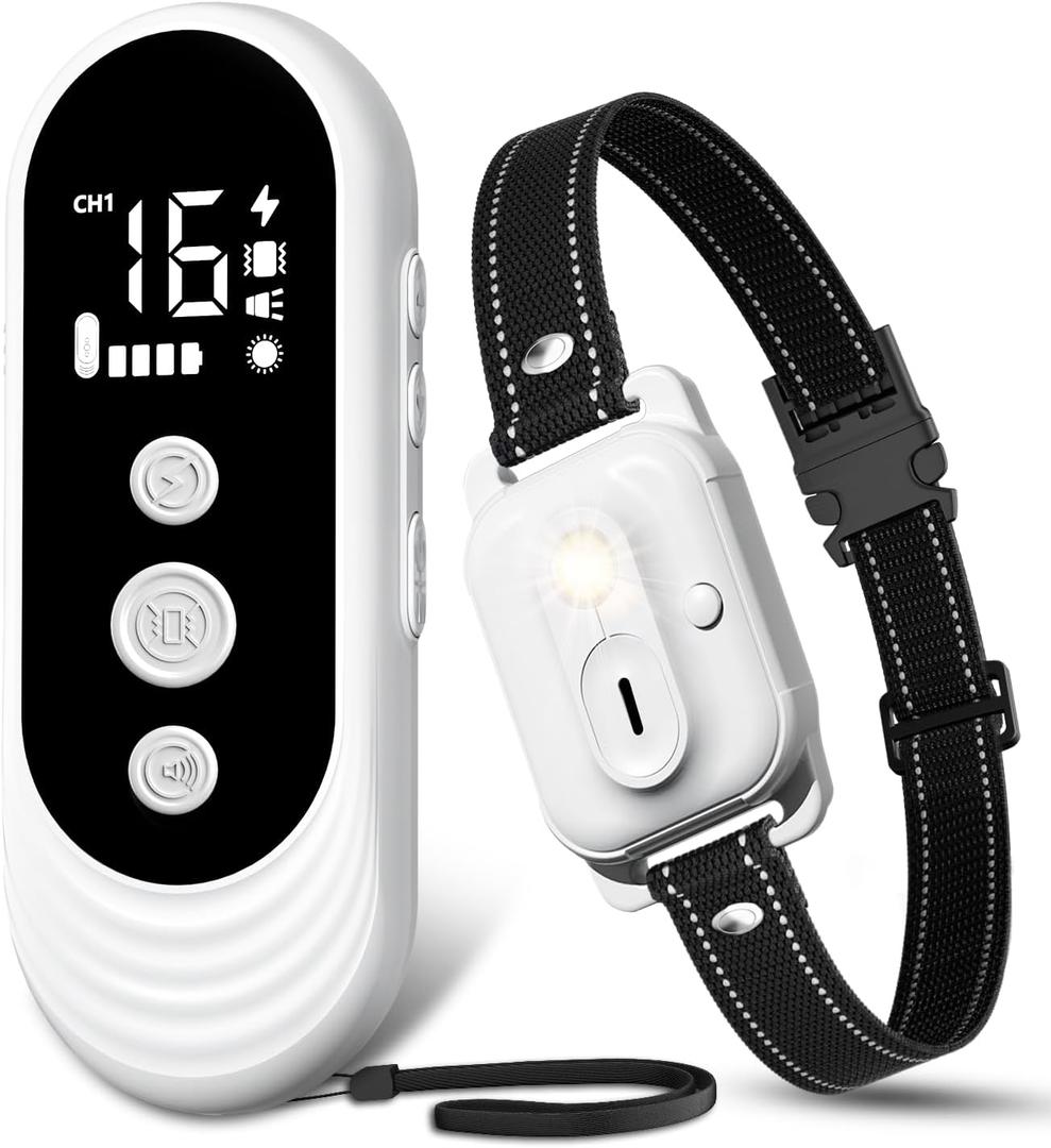 Dog Shock Collar, 3300ft Dog Training Collar with Remote, IPX7 Waterproof Rechargeable Sleek Modern Shock Collar for Small, Medium, Large Dogs with Beep, Vibration, Safety Shock, Light Mode, 8-120 lbs