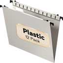 Plastic Hanging File Folder Letter Size,12 Pack Reinforced Heavy Duty Hanging Folder,Sturdy File Cabinet Folders,Gray Hanging File Folders with Tabs,Hanging Folders for Filing Cabinet (Grey)
