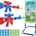 SpringFlower Shooting Game Toy for 5 6 7 8 9 10+ Years Olds Boys,2pk Foam Ball Popper Air Toy Guns with Standing Shooting Target,24 Foam Balls, for Kids
