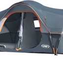 UNP Camping Tent 10-Person-Family Tents, Parties, Music Festival Tent, Big, Easy Up, 5 Large Mesh Windows, Double Layer, 2 Room, Waterproof, Weather Resistant, 18ft x 9ft x78in (Gray)