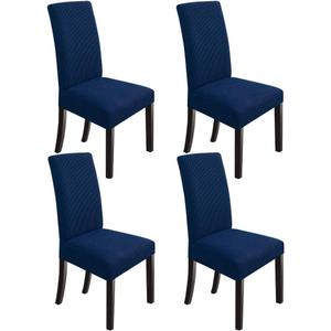 Chair Covers for Dining Room 4 Pack Navy Blue Chair Covers Super Fit Washable Kitchen Chair Protector Cover for Dining Room, Hotel, Ceremony