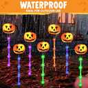 JOYIN 10 Pcs Halloween Solar Pumpkin Pathway Lights Decorations Outdoor, Jack O Lantern Pumpkins Decor with 5 Colors of Light-up Path Maker Stakes for Graveyard Porch Yard Lawn Garden Party Supplies