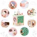 PairPear Wooden Activity Cube Montessori Toys Wooden Play Cube Activity Center Baby Busy Board Multifunctional Early Educational Development Toys Sensory Gifts for Toddlers Girls Boys 1 2 3 Year Old