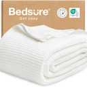 Bedsure Gentlesoft 100% Cotton Blanket Full Size for Bed - Cooling Breathable and Soft for Summer, Thick Cozy Waffle Weave Blanket Gifts for Women, White, 80x90 Inches