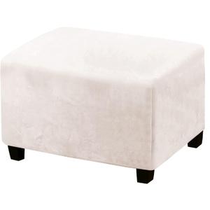 PrinceDeco Real Velvet Plush Ottoman Cover Soft Rectangle Folding Storage Covers Furniture Protector Removable Footstool Protect Footrest Covers Elastic Bottom(Large, Ivory)