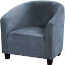MIFXIN Tub Chair Slipcover Velvet High Stretch Club Chair Cover Spandex Elastic Armchair Couch Cover Sofa Furniture Protector for Living Room Hotel Bar Counter (Grey Blue)
