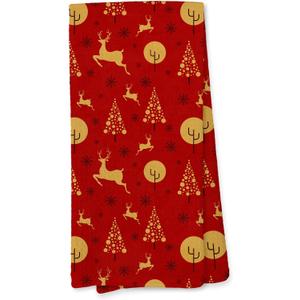 Giosve Red Christmas Reindeer Tree Kitchen Towels, Christmas Decorative Hand Towels for Bathroom, Vintage Rustic Winter Xmas Deer Tree Cactus Dish Tea Towel for Kitchen Decor, 16x24 Inch