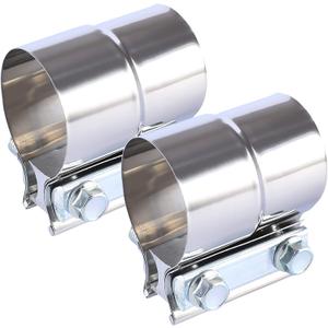 BATONECO 2.25 Inch Lap Joint Exhaust Band Clamp Exhaust Repair Preformed For Exhaust Pipe Connection Stainless Steel (2.25" 2 Packs) Metallic