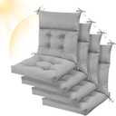 Sintuff 4 Pcs 44 x 21 x 4 Patio Chair Cushions Outdoor Chair Cushion Seat/Back Tufted Pillow with Ties Water Resistant Replacement Indoor Patio Furniture Outdoor Furniture (Solid Color, Light Gray)