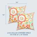 LVTXIII 2 Pack Outdoor Throw Pillow Covers for Patio Furniture, 16x16 Inch Square Pillow Case, Water-Repellent Cushion Covers for Garden, Porch, Sofa, Flower Multi