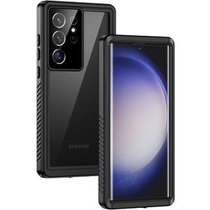 Lanhiem for Samsung S23 Ultra Phone Case, IP68 Waterproof Dustproof, Built-in Screen Protector, Rugged Full Body Shockproof Protective Cover for Samsung Galaxy S23 Ultra 5G, Black