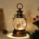 Christmas Snow Globe Lantern Water Glittering Snowman Scene with Music & Timer, USB Lined/Battery Operated Lighted Water Lantern for Christmas Festival Decoration Gifts