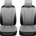 Black Panther Car Seat Covers - Full Set Leather Seat Covers, Waterproof Seat Protectors Universal Fit for 95% of Vehicle Models - Gray