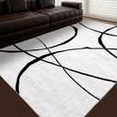 YIHOUSE 6'x9' Black and White Rug- Washable Area Rug for Living Room Bedroom, Large Modern Non-Slip Ultra-Thin Rug Home Decor, Curve, 6x9ft