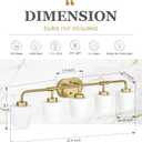 Bathroom Light Fixtures Over Mirror, 5-Light Brushed Gold Vanity Lighting Fixtures with Milk White Glass, 38inch Farmhouse Champagne Bronze Wall Sconces Lighting, AD-22004-5W-GD