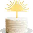 Gold Sun Cake Topper Sunshine Party Decor,Sun Themed Birthday Cake Toppers for Children or Adults Happy Birthday Partyor Celebration