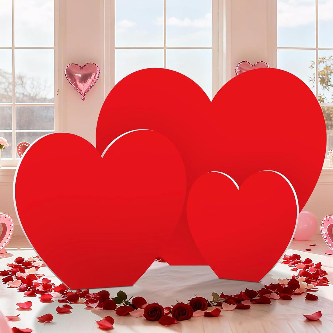 APUDWN Large Valentine's Day Cardboard Stand Up Set of 3 Sizes 22 inch 31 inch 36 inch with Foothold Photo Props Decoration Valentines Day Conversation Heart Backdrop Stand for Yard Outdoor Indoor