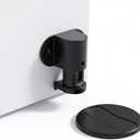 1 Pack Magnetic Door Stopper Adjustable Magnetic Door Stop for Bottom of Door, Floor Mount Magnet Door Holder with Nail-Free Glue Included, No-Drilling (Black)