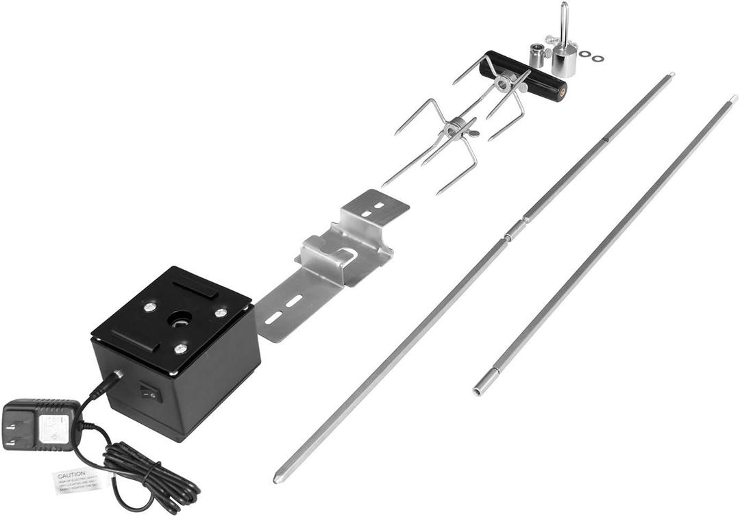 Royal Gourmet RTS5000 Universal Rotisserie Grill Kit, Plug-in 4-Watt Electric Motor or Battery Powered with 2 x D (1.5V) Batteries, 4-Prong Meat Forks, Adjustable 3-Section Spit Rod
