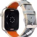 Premium Designer Band Compatible with Apple Watch S10 46mm 49mm 45mm 44mm 42mm for Women Men, Luxury Leather Strap Replacement Adjustable Wristband for iWatch Ultra/S9/S8/S7/S6-S1/SE