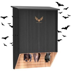 Bat House, Double Chamber Bat Box 15.7" x 12.5" x 4.3" Wood Bat Houses for Outdoors Large Bat Boxes for Trees Attract Bats, No Assembly Required Bat's Nest Weatherproof Home