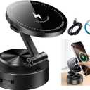 Vacuum Suction Cup Phone Holder, 15W Wireless Charger Magnetic, 360 Adjustable Foldable Car Mount, Compatible with iPhone 12-16 Pro Max, and Most Phones, for MagSafe Car/Gym/Mirror/Shower