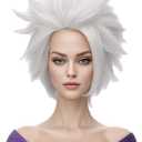 morvally Sea Witch Costume Wig for Women Girls Short Silver Grey Cosplay Wig Anime Layered Synthetic Hair Halloween Wigs for Adults