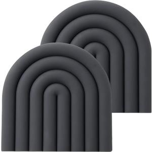 2 x Clean & Pure Silicone Trivets for Hot Pots and Pans - Stylish and Colorful Pot Holders, Heat Resistant Mats for Countertop, Hot Pads, Modern Multi-Purpose Trivet Mat, Coasters (Set of 2) (Grey) (Gray)