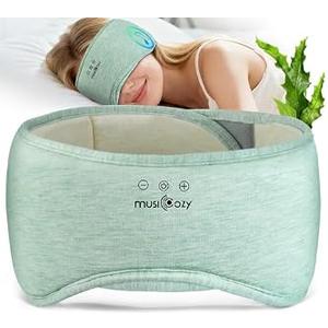 MUSICOZY Bluetooth 5.4 Sleep Headphones Eye Mask with Seaweed Fiber Cotton, Ultra Soft Fully Wrapped Sleep Mask with Headphones for Side Sleepers, Type-C Fast Charging, 14 Hours Playtime