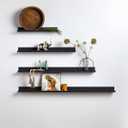 Infinite Design 36" Metal Floating Wall Shelf | Modern Black Powder-Coated Steel Ledge, Made in USA | Wall-Mounted Shelf for Living Room, Kitchen, Bathroom, Bedroom or Office