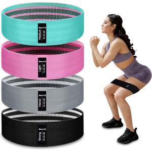 Resistance Bands for Working Out, 4 Levels Exercise Bands for Women & Men, Elastic Workout Band for Physical Therapy, Fabric Booty Band for Gym, Yoga, Pilates, Leg Training