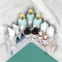 Moforoco Corner Shower Caddy Shelf Organizer Rack, Self Adhesive Black Bathroom Shelves Basket, Home Shower Inside Organization and Storage Decor Rv Accessories, First Apartment EssentialsSilver