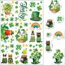 9 x ZAWE 9 Sheets St. Patrick's Day Window Clings Cats Gnomes Shamrocks Clovers Hats Coins Double-Sided Window Decals Stickers for Fall Harvest Party Home Classroom Office Decorations