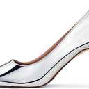 Elisabet Tang 3 in Classic Pointy Pull on Heeled Wedding Pumps - Comfortable Stiletto Closed Toe Dress Heels for Prom Work (10, Silver)