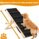 39" Long Dog Ramp for Bed, Couch & Car - 5 Level Adjustable Height (10.4" to 24.4"), Foldable Portable Wooden Pet Ramp with Non-Slip Surface, for Small & Old Dogs Up to 70 LBS