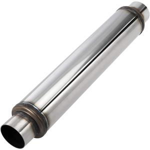 Upower 2.5 Inch Inlet Exhaust Muffler 2 1/2" Resonator Muffler 3.5" Round 18" Body Length 22" Overall Length Stainless Moderate Sound Universal Exhaust Resonator