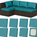 8Pcs Stretch Patio Cushion Covers, Outdoor Couch & Sofa Replacement Slipcovers for Patio Furniture Cushion Covers, Washable Reusable Furniture Protector, Square-Large, Petrol-Blue