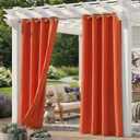 Set of 6 Outdoor Curtains for Patio Waterproof, Breathable Grommet Panels for Porch, Pergola & Gazebo, Light Filtering, Weatherproof, 54W x 95L Inches, Orange