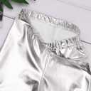 Kids Girls Boys Metallic Leggings Pants Modern Hip Hop Street Dance Performance Costume Trousers (Silver, XS)