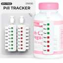 2 x Pill Reminder for Easy Tracking Without Refills, Reusable Pill Tracker for Vairous Bottles, Arthritis-Friendly & Anti-Slide Medication Tracker, Compact Medicine Reminder for Pet Meds, White, 2-Pack