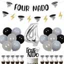 Fournado Birthday Decorations Tornado Themed 4th Birthday Party Decorations Banner Four Nado Cake Toppers Four Nado Garland Storm Theme Birthday Decoration Fournado Storm Weather Birthday Party Supply